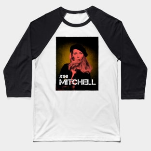 Joni Mitchell // 1970s Fan Art Design Baseball T-Shirt